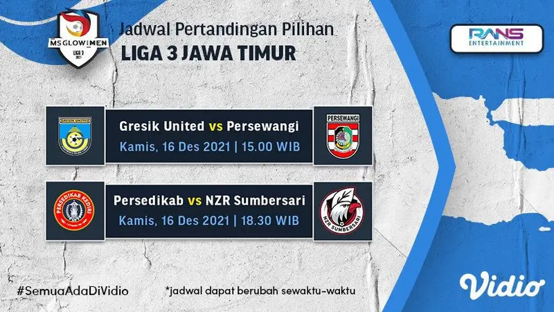 Jadwal Liga 3 Jawa Timur Kamis, 16 Desember 2021