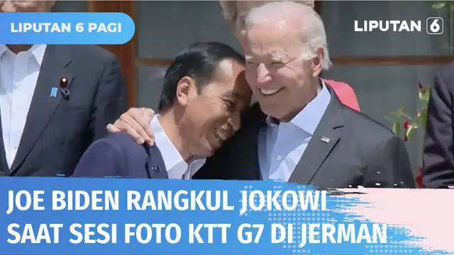 Presiden Jokowi menghadiri KTT G7 di Schloss Elmau Jerman. Dalam sesi foto bersama para kepala negara, terekam momen menarik saat Presiden Jokowi dirangkul oleh Presiden Amerika Serikat, Joe Biden.