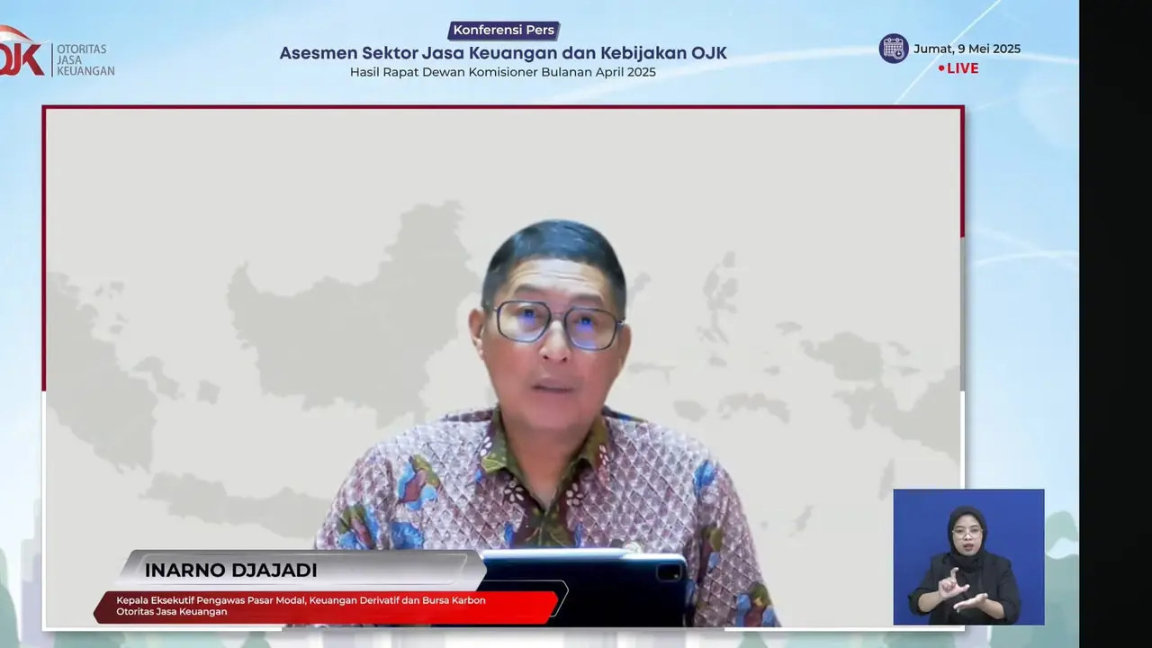 Kepala Eksekutif Pengawas Pasar Modal, Keuangan Derivatif, dan Bursa Karbon OJK, Inarno Djajadi. (Foto: tangkapan layar/Gagas Y)