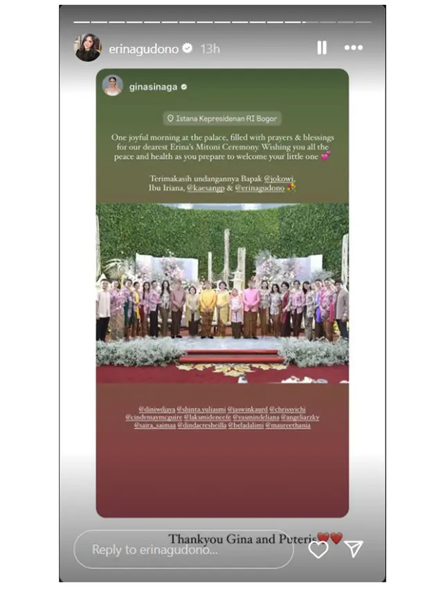 6 Potret Erina Gudono di Tasyakuran 7 Bulan Kehamilan,