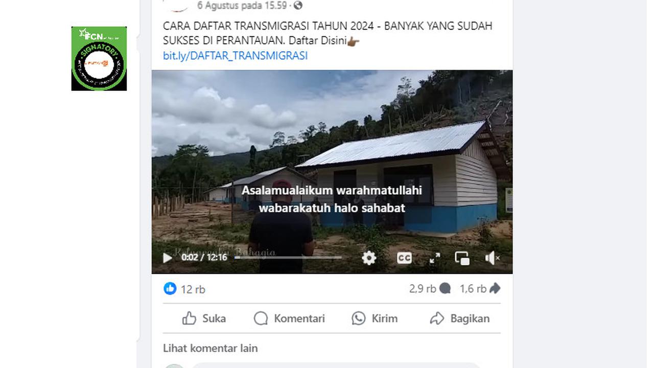 Tangkapan layar klaim tautan pendaftaran transmigrasi.