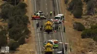 Lokasi kecelakaan fatal di dekat Kondinin, Australia Barat. (Nine News)