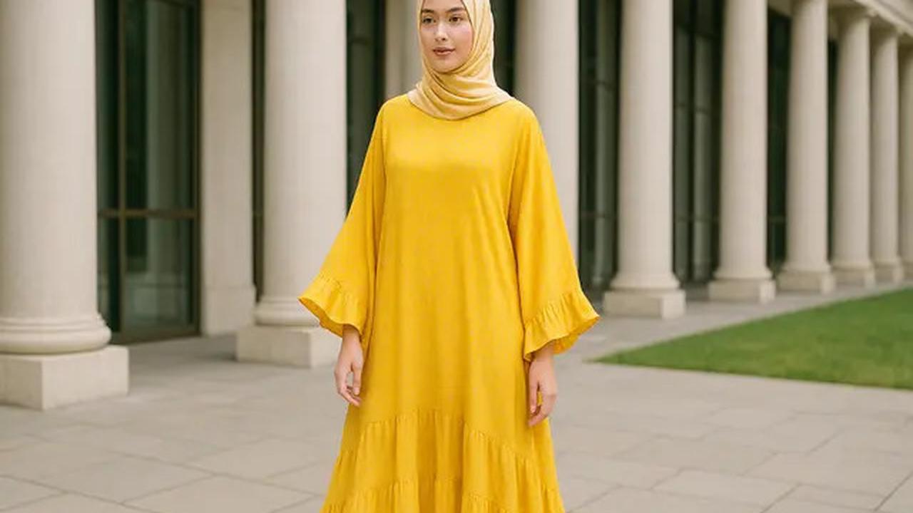 7 Pilihan Gamis Ruffle Layer Kekinian 2025, Tampil Lebih Stylish