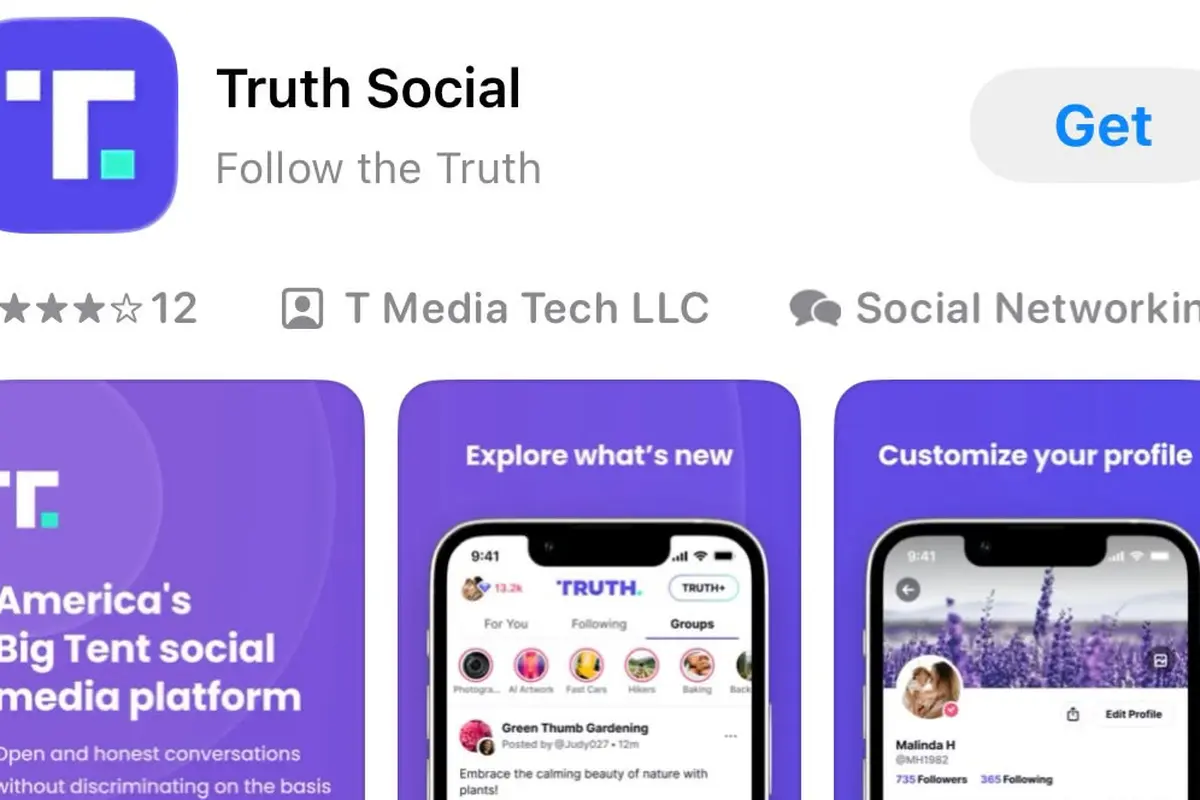 Tampilan aplikasi Truth Social di App Store. Platform media sosial milik Donald Trump itu akan meluncurkan layanan akses data berbayar melalui Truth API.