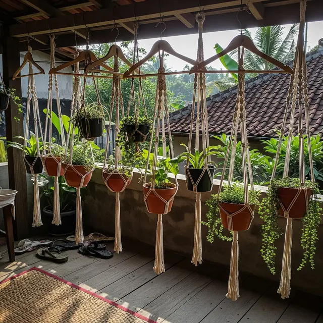 Kebun Mini Gantung dari Hanger Bekas