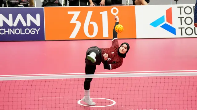 Tim sepak takraw Indonesia saat tampil di Asian Games 2026.