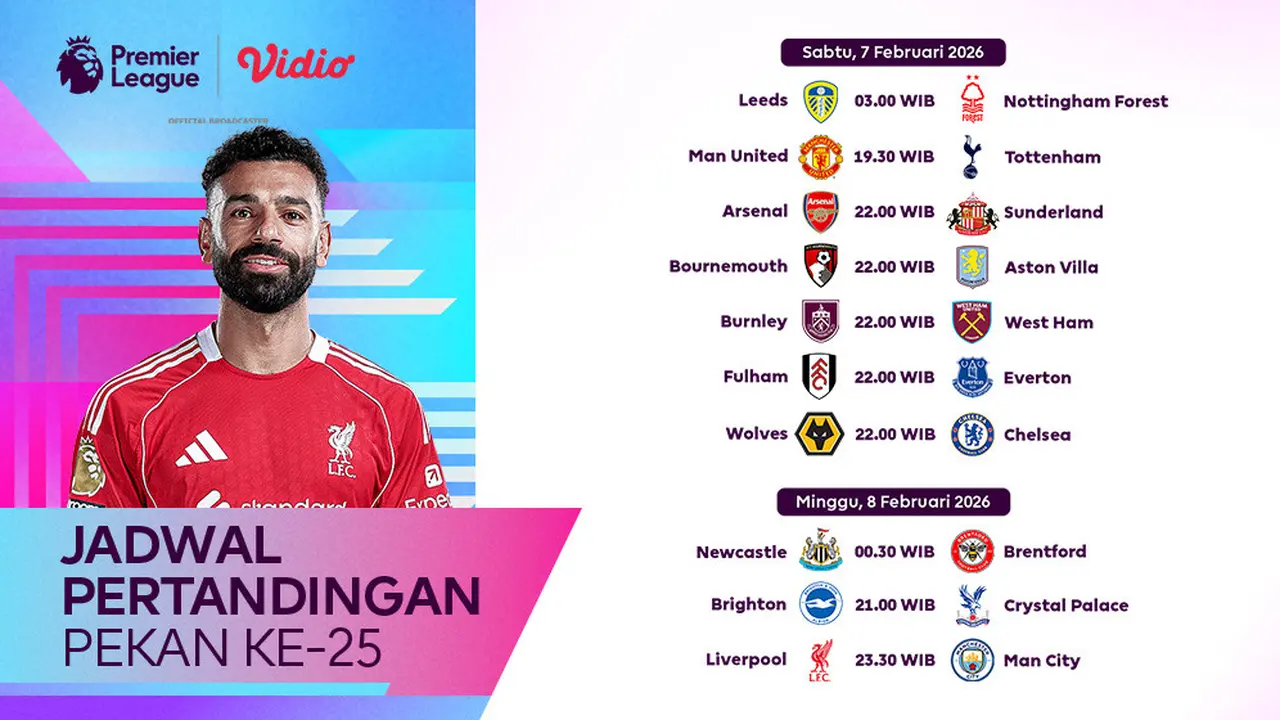 Jadwal Live Liga Inggris 2025/26 Pekan 25