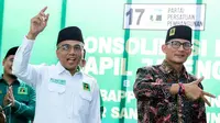Ketua Badan Pemenangan Pemilu (Bappilu) Nasional PPP Sandiaga Uno (kanan) memberikan semangat sekaligus motivasi kepada para Caleg, dalam kegiatan pembekalan Caleg Dapil III Jateng, di Rembang, Jateng, Sabtu (16/9/2023) (Istimewa)
