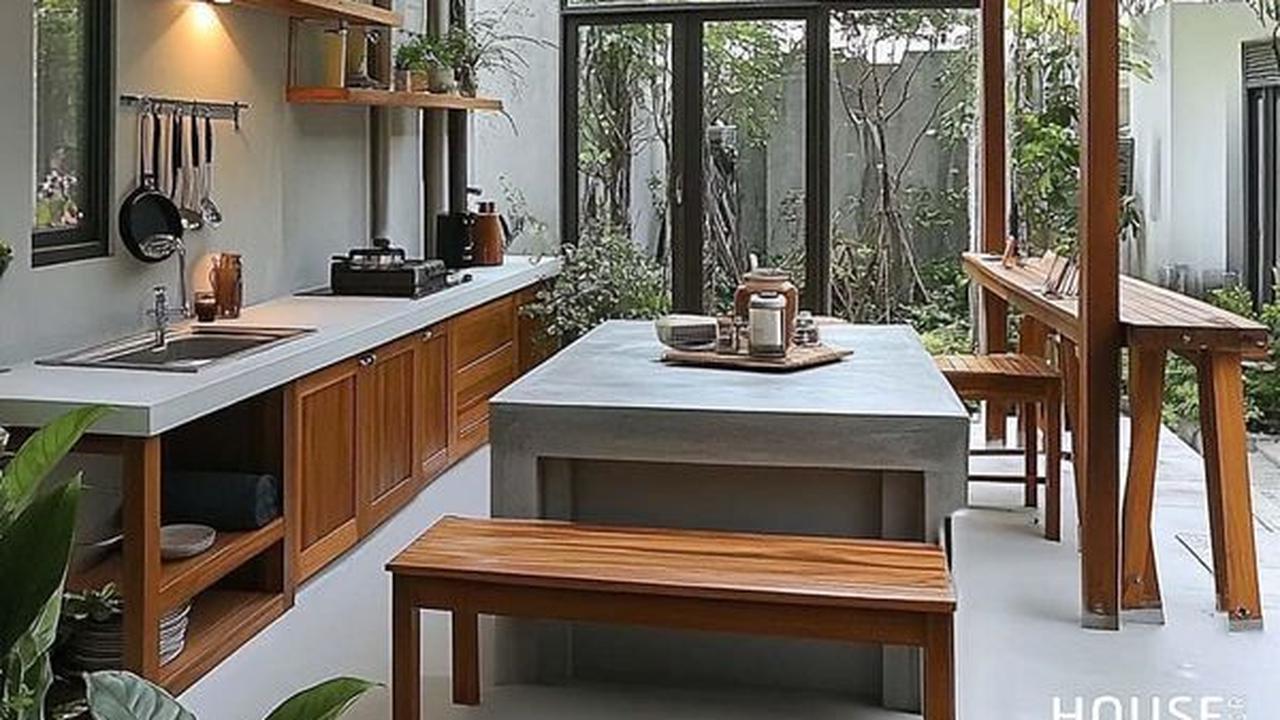 Dapur Indoor Terbuka Menuju Taman