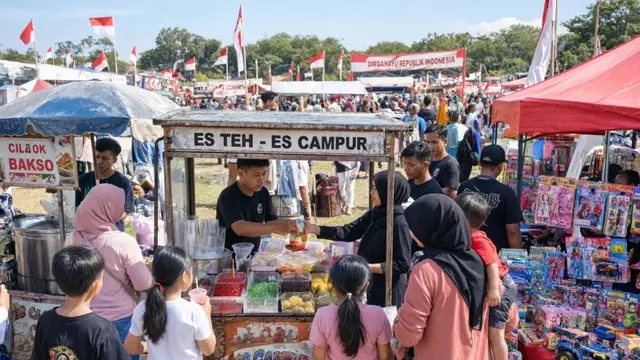 Ide Jualan di Dekat Lapangan Saat Lomba 17 Agustus (AI Generated)