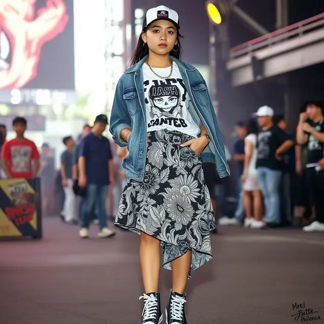 Rok Batik Asimetris dengan Edge Details