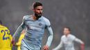 Oliver Giroud melakukan selebrasi usai mencetak gol ke gawang Bate Borisov di laga lanjutan Grup L Liga Europa 2018/19 yang berlangsung di Stadion Borisov Arena (9/11). Chelsea menang 1-0 (AFP/Kirill Kudrayavsev