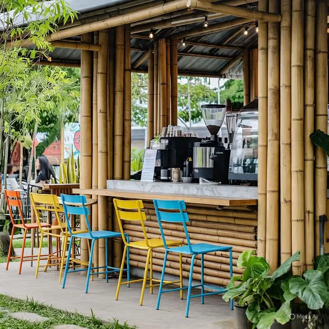 Desain Warung Kopi Semi Outdoor