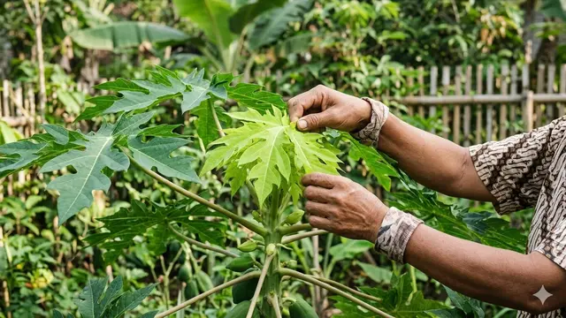 Cara memasak daun pepaya ala orang desa (Foto: Gemini AI)