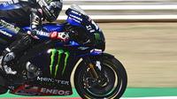 Maverick Vinales saat mengikuti sesi kualifikasi MotoGP San Marino di Sirkuit Misano, Sabtu (12/9/2020). (ANDREAS SOLARO / AFP)