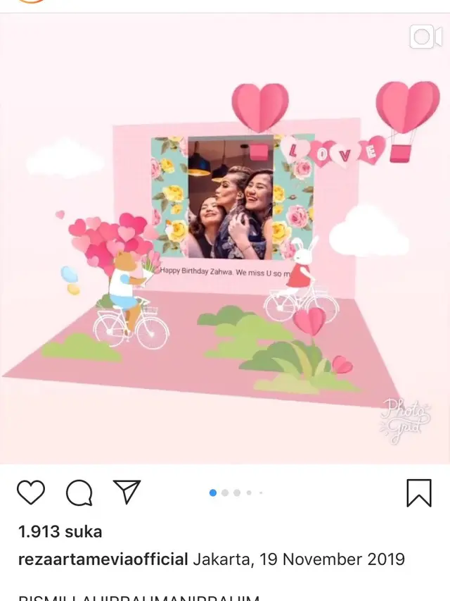 Unggahan Reza Artamevia untuk ulang tahun Zahwa. (Foto: Dok. Instagram @rezaartameviaofficial)