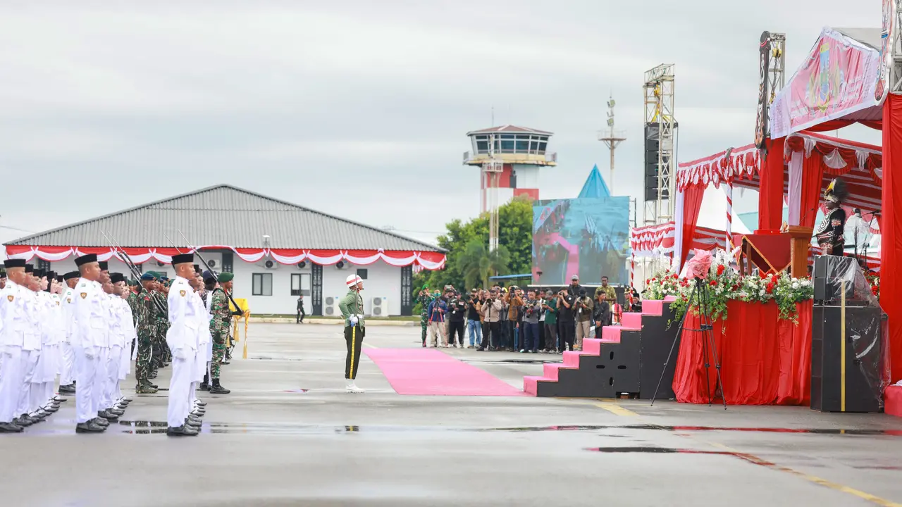 Upacara pengibaran sang saka merah putih pada HUT ke-80 Republik Indonesia (RI) di Provinsi Papua Tengah (Istimewa)