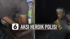 Video anggota polisi selamatkan nenek sebatang kara yang terjebak banjir viral di media sosial.