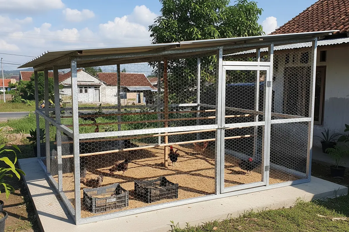 Model Kandang Ayam dari Besi Siku Lubang