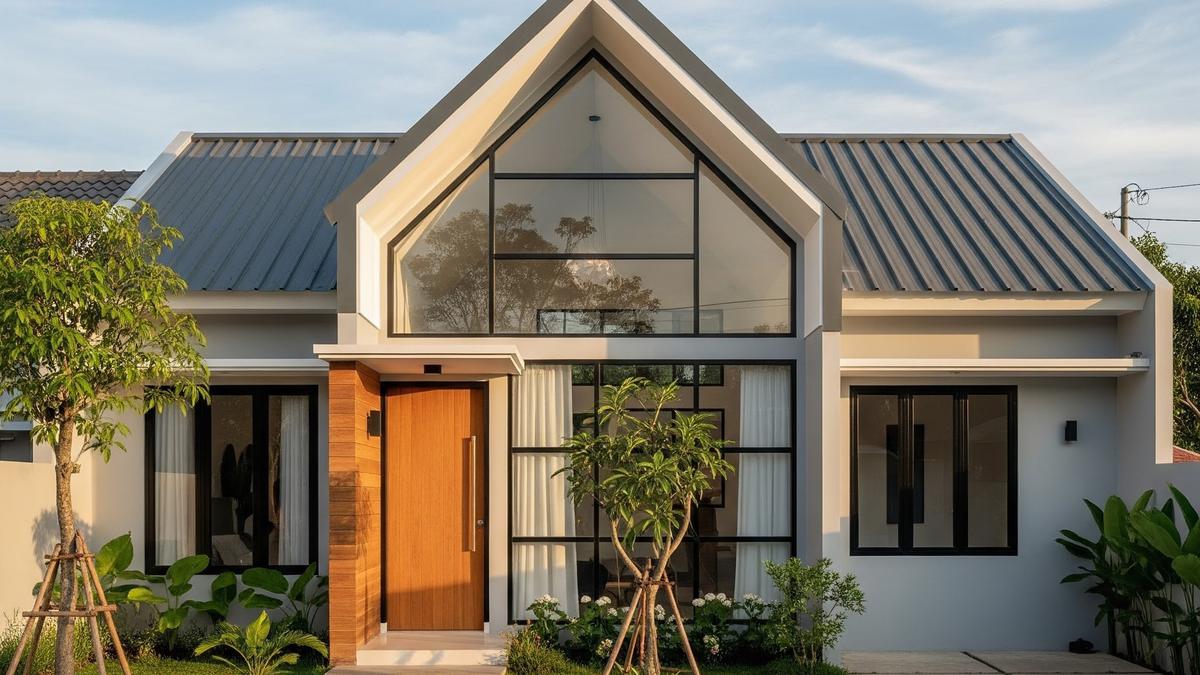 9 Model Rumah Minimalis 1 Lantai dengan Atap Tinggi dan Jendela Besar ...