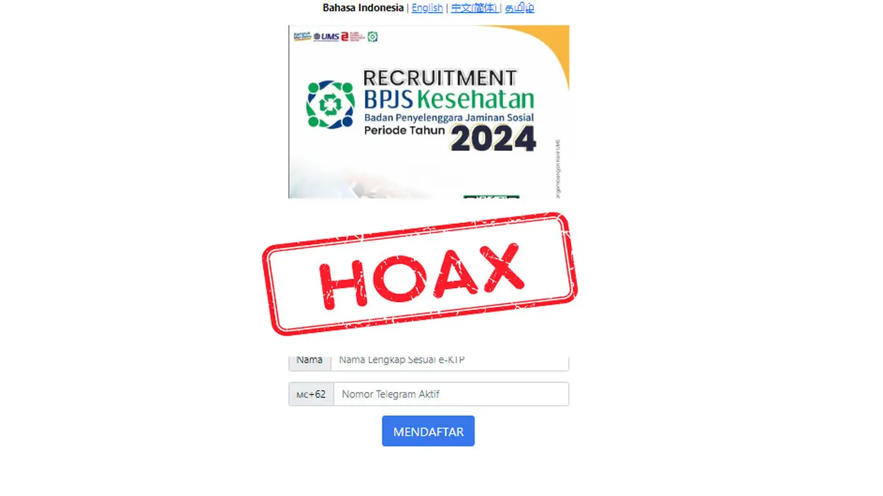 Tangkapan layar hoaks BPJS Kesehatan