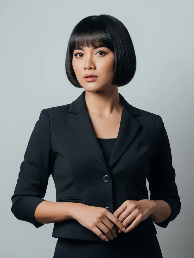 Model Rambut Pendek untuk Ibu Pejabat yang Elegan dan Berkelas Gaya Blunt Cut Short