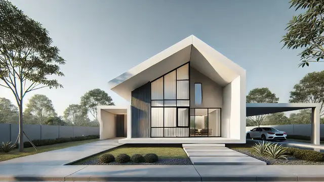 Rumah Minimalis 1 Lantai dengan Atap Asimetris (Foto: Rizka Nur Laily via ChatGPT)