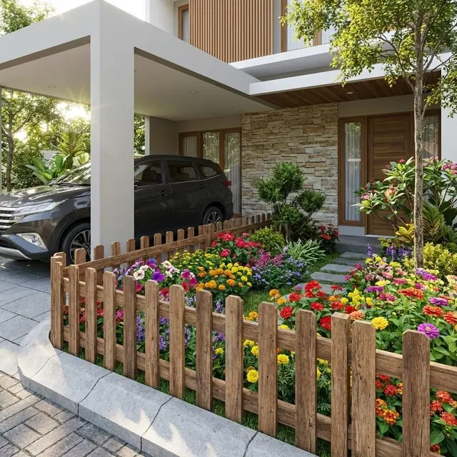 Model Taman Mini di Samping Carport