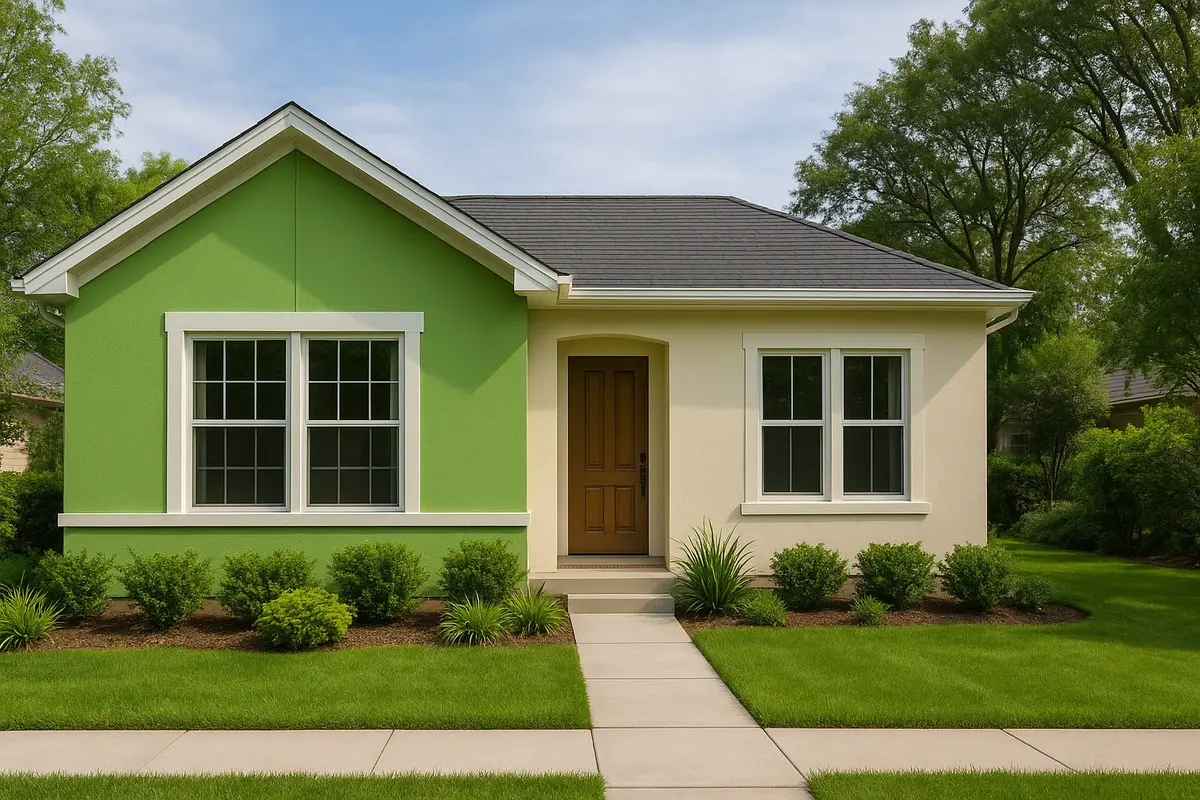 Inspirasi Cat Depan Rumah Warna Hijau dan Krem