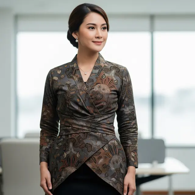 Atasan Batik Wanita Elegan Panjang Terbaru (Image by Gemini AI)