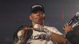 Kkajhe merayakan kemenangan atas Brian Lawitan dalam ajang HSS Series 7 The Redempetion di W Super Club Gatsu, Jakarta, Sabtu, (07/02/2026). (Bola.com/Nur Iman Ali)