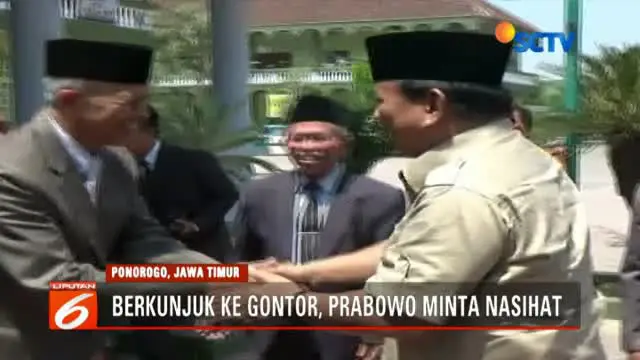 Sebelumnya, di Kabupaten Magetan, Prabowo juga menemui para tokoh agama untuk meminta doa restu dan nasihat yang baik.