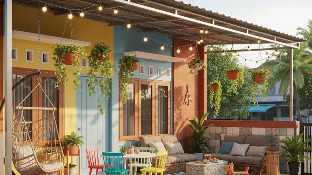 Teras dengan Suasana Ceria dan Cerah/Model Rumah 1 Lantai dengan Teras Depan Luas (Sumber; gemini.com)