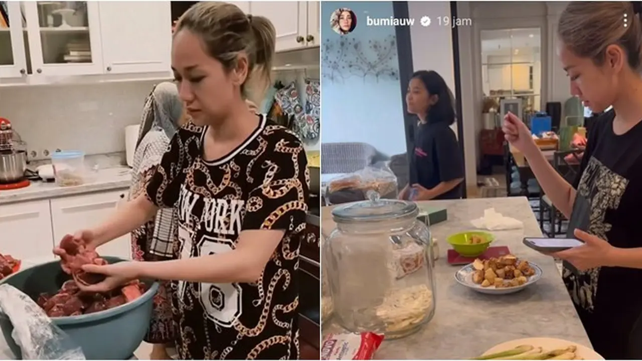 7 Potret Bunga Citra Lestari Masak Rendang 18 Kg, Persiapan Lebaran