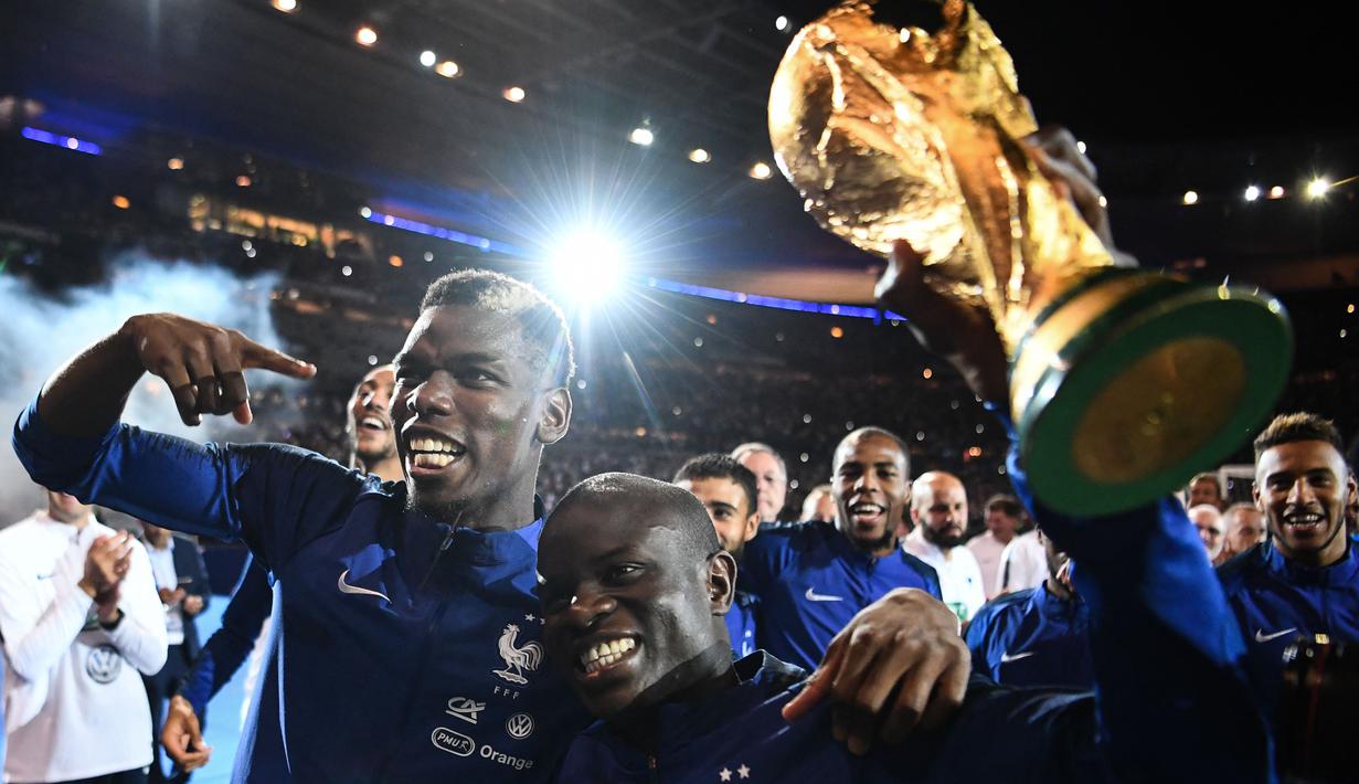 Pelatih Timnas Prancis, Didier Deschamps sudah mengumumkan 25 pemain untuk tampil di Piala Dunia 2022, Kamis (10/11/2022). Salah satu bintang Timnas Prancis, N'golo Kante mengalami nasib buruk dan terpaksa absen dari Piala Dunia 2022. (AFP/Franck Fife)