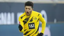 Jadon Sancho. Pindah dari Manchester City ke Borussia Dortmund saat berusia 17 tahun pada musim panas 2017. Hanya butuh dua bulan untuk melakukan debut bersama tim utama. Musim ini merupakan pemain andalan yang diincar banyak klub elit Eropa. (AFP/Leon Kuegeler/Pool)