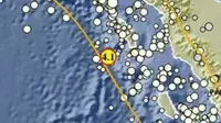 Gempa Magnitudo 4,1 menggetarkan wilayah Nias Barat, Sumatera Utara, Selasa pagi (30/1/2024), pukul 07.13.41 WIB. (Liputan6.com/ BMKG)