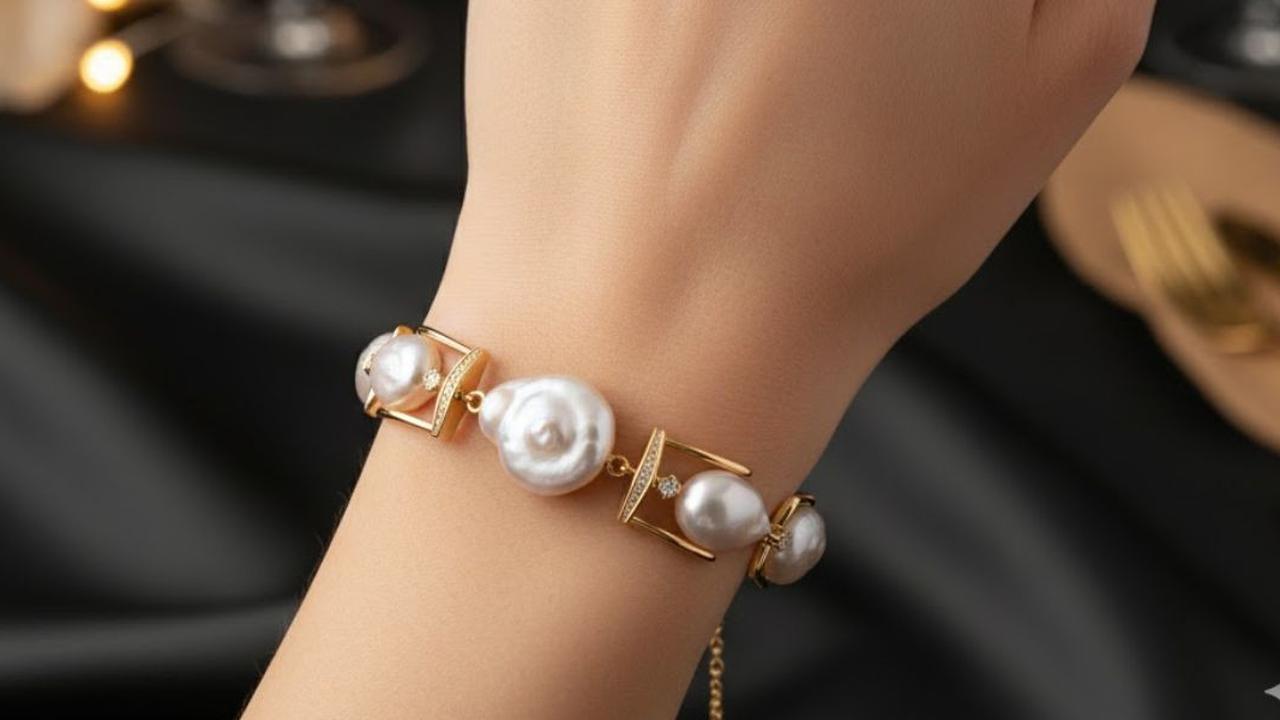 Ilustrasi Gelang Mutiara Modern Baroque