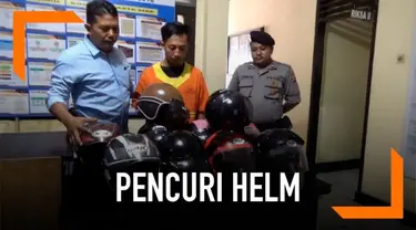 Seorang pemuda ditangkap polisi. tidak tanggung-tanggung, ia mencuri 11 helm dalam waktu satu hari.