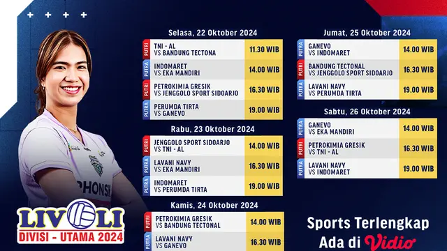 Jadwal Pertandingan Livoli Divisi Utama 2024 di Vidio