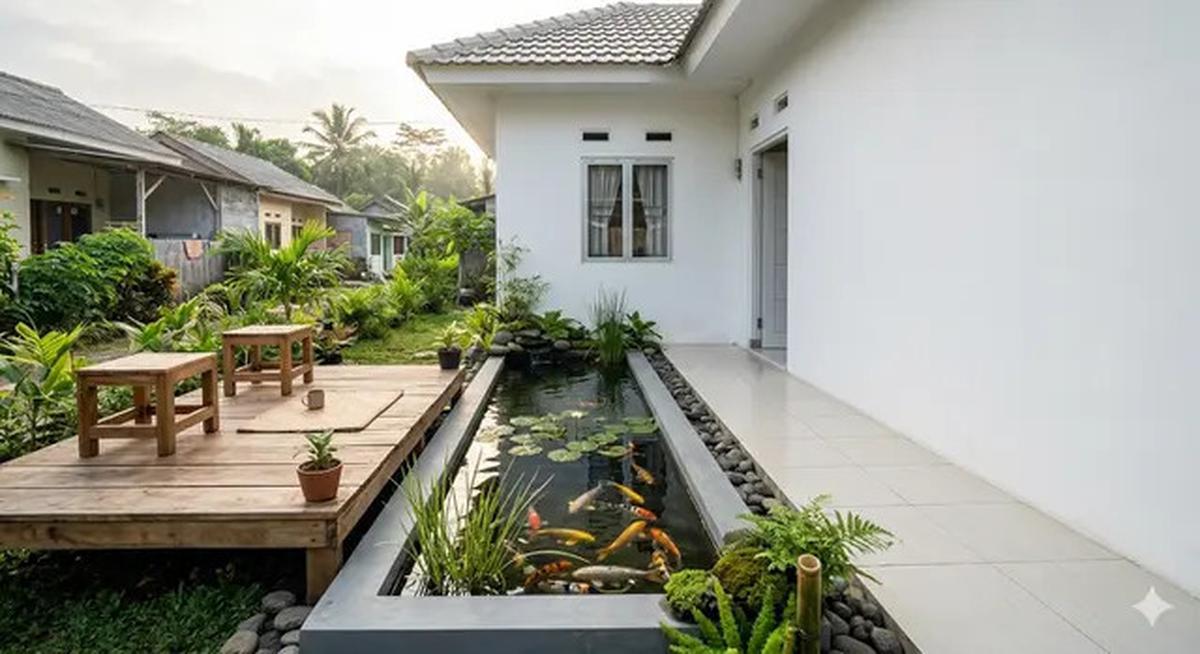 5 Inspirasi Model Kolam Ikan Memanjang di Samping Rumah Subsidi yang Menenangkan