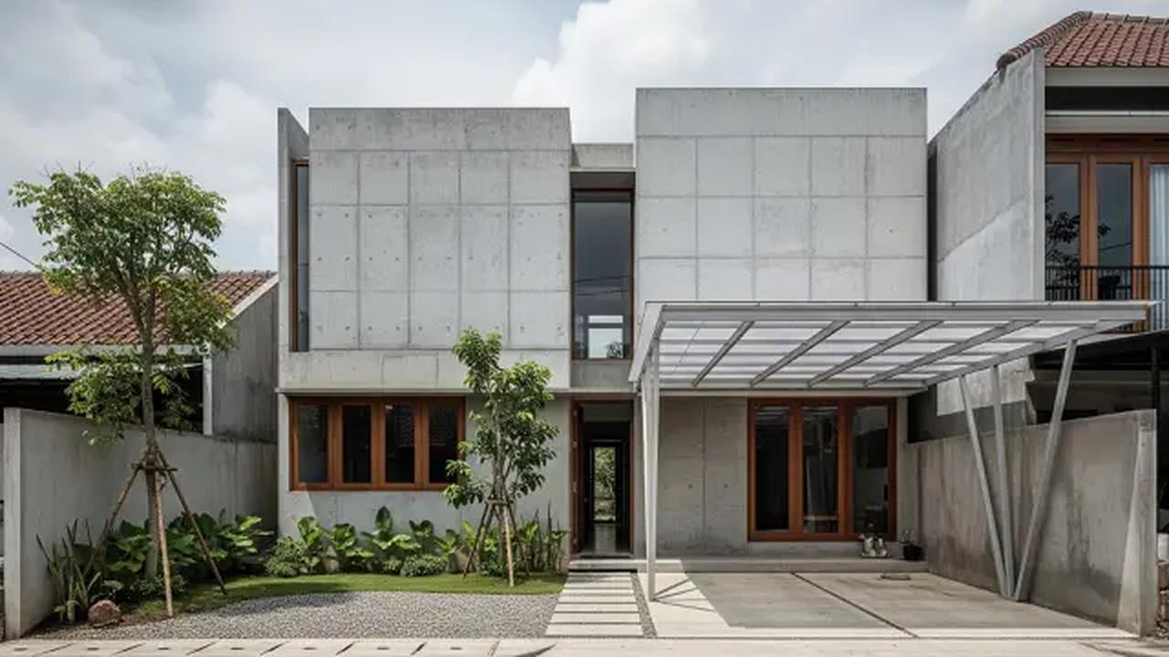 Kanopi Baja Ringan untuk Rumah Unfinished/rumah dengan carport baja ringan modern minimalis (Sumber: gemini.com)