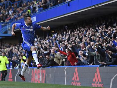 Selebrasi Diego Costa  usai menjebol gawang West Bromwich Albion pada laga Premier League di  Stamford Bridge, London, (11/12/2016). (AFP/Justin Tallis)