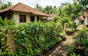 6 Desain Kebun Rambat di Pagar Bambu yang Bikin Halaman Kampung Makin Estetik