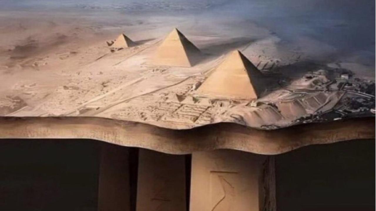 ilustrasi struktur bawah tanah di bawah piramida giza