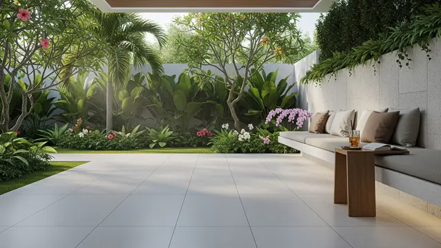 7 Desain Teras Sederhana dengan Lantai Keramik Dingin yang Cocok untuk Iklim Panas, Nyaman dan Tetap Estetis