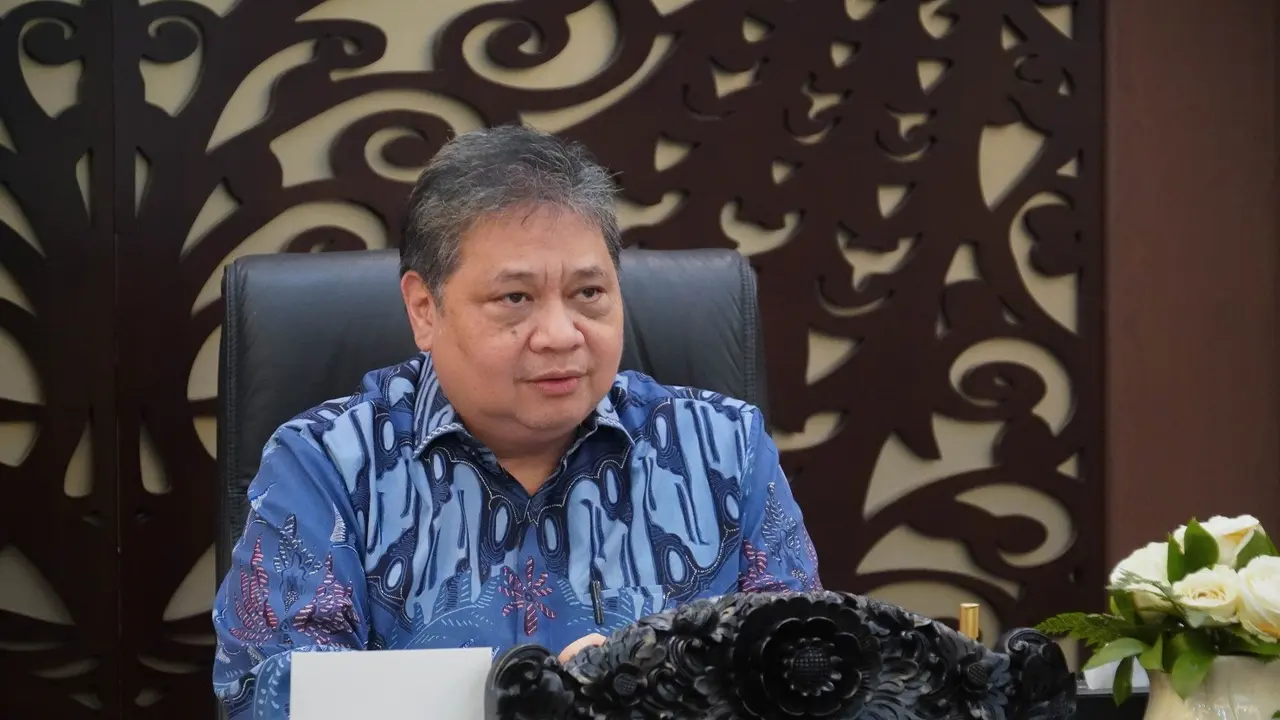 Menteri Koordinator Bidang Perekonomian Airlangga Hartarto yang hadir secara virtual dalam acara MUNAS XI Gabungan Pengusaha Kelapa Sawit Indonesia (GAPKI) 2023, Rabu (8/3/2023). (Dok Kemenko Perekonomian)