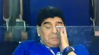 Ekspresi kekecewaan Diego Maradona saat menyaksikan pertandingan Timnas Argentina Vs Kroasia di penyisihan Grup D Piala Dunia 2018 pada Kamis (22/6/2018) dini hari. (Instagram)