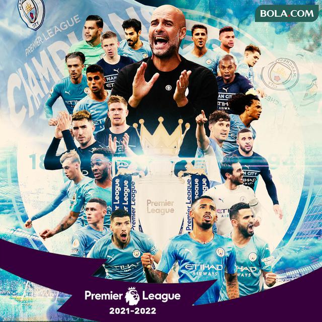 Premier League - Ilustrasi Manchester City Juara Premier League Musim 2021-2022