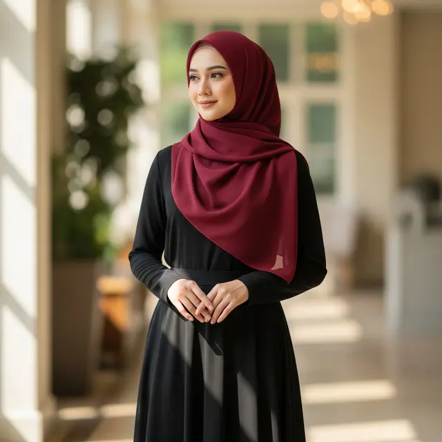 Hijab Warna Burgundy Cocok dengan Baju Warna Apa